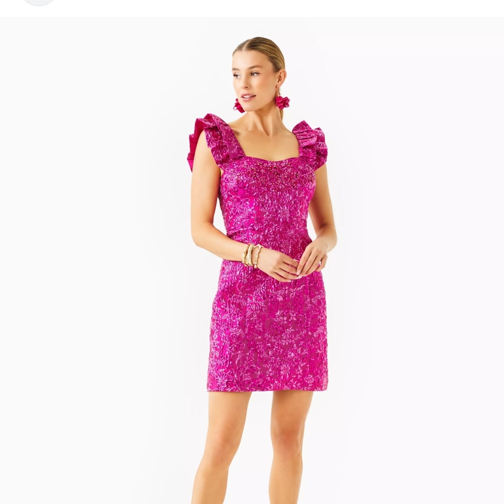 NWT Lilly Pulitzer PASSION FRUIT PINK PETAL PARTY METALLIC SZ 10